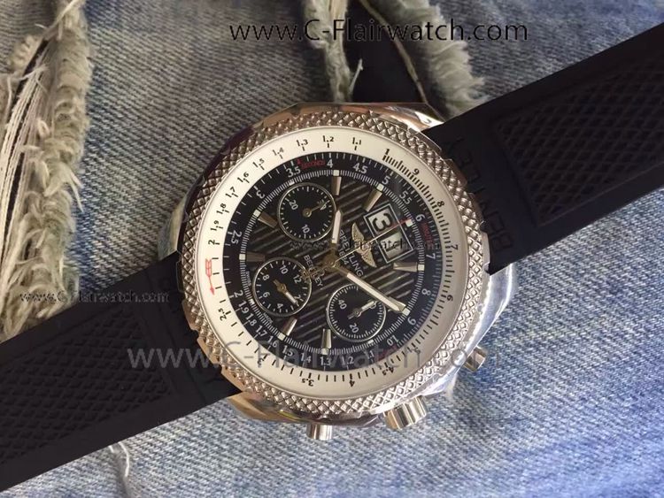 Clone Breitling 1884 Bentley Chronograph Watch SS Black Rubber